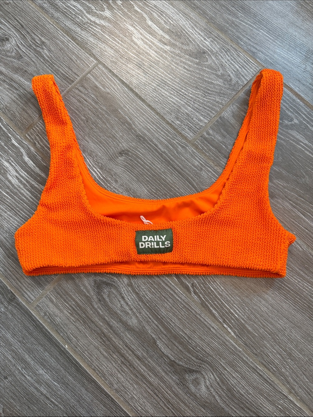Daily Drills Neon Orange wave Textured Bikini Top size XS/S EUC - Picture 2 of 5